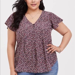 Torrid MAUVE PURPLE DUSTY FLORAL BLOUSE